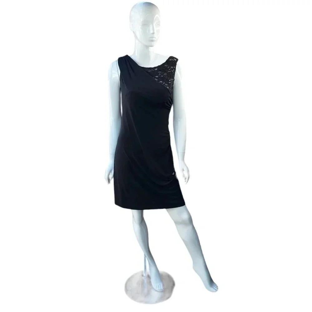 Connected Petite Evening/ Cocktail Dress with Lace on Shoulder In Black Size 8P - Picture 4 of 10